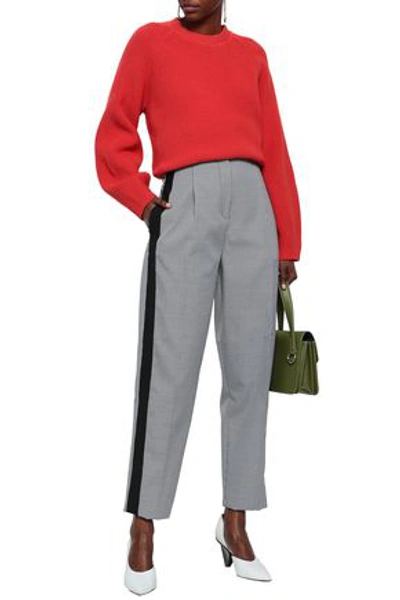 Tibi Woman Houndstooth Woven Straight-leg Pants Black