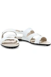TOD'S TOD'S WOMAN CUTOUT PATENT-LEATHER SANDALS WHITE,3074457345620910688