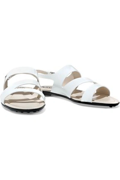 Tod's Woman Cutout Patent-leather Sandals White