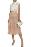 VALENTINO METALLIC LACE MIDI SKIRT,3074457345620777856