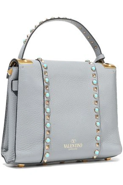 Valentino Garavani Woman My Rockstud Rolling Textured-leather Tote Sky Blue