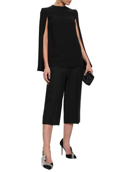 Valentino Woman Cropped Wool And Silk-blend Straight-leg Trousers Black