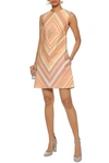 VALENTINO VALENTINO WOMAN STRIPED WOOL AND SILK-BLEND MINI DRESS PASTEL ORANGE,3074457345618787176