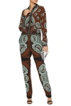 VALENTINO VALENTINO WOMAN PRINTED SILK CREPE DE CHINE JUMPSUIT BROWN,3074457345618514333