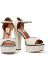 VALENTINO GARAVANI VALENTINO GARAVANI WOMAN WOVEN LEATHER PLATFORM SANDALS IVORY,3074457345620022644