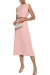 VALENTINO BELTED WOOL AND SILK-BLEND MIDI DRESS,3074457345620723472