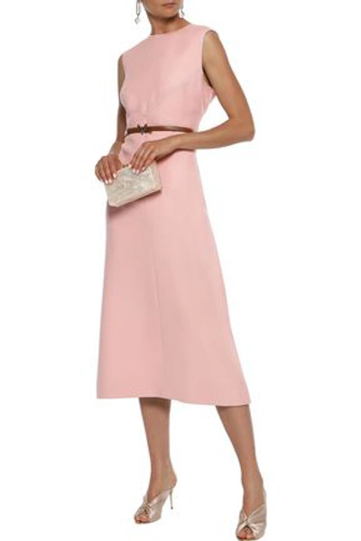 Valentino Belted Wool And Silk-blend Midi Dress In Blush