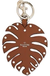 VALENTINO GARAVANI VALENTINO GARAVANI WOMAN TROPICAL DREAM LEAF STUDDED LEATHER KEYCHAIN ORANGE,3074457345619750307