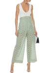 VALENTINO VALENTINO WOMAN BRODERIE ANGLAISE COTTON WIDE-LEG PANTS MINT,3074457345620098681