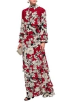 VALENTINO TIERED FLORAL-PRINT SILK CREPE DE CHINE GOWN,3074457345619105710