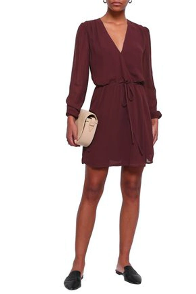 American Vintage Wrap-effect Crepe De Chine Mini Dress In Merlot