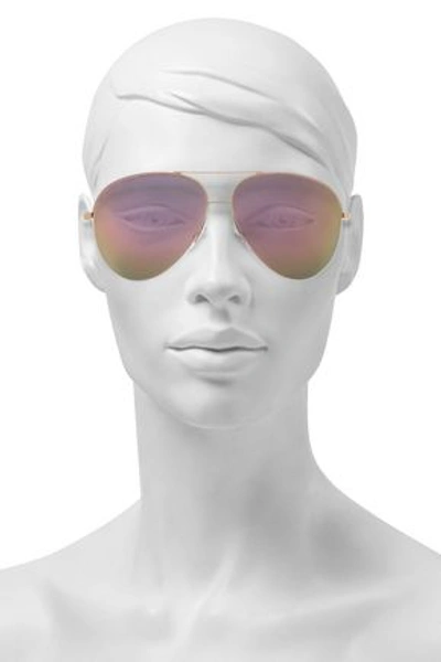 Victoria Beckham Classic Victoria Aviator-style Metal Mirrored Sunglasses In Gold