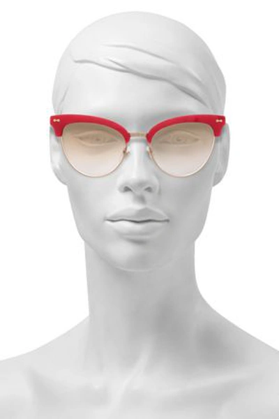 Gucci Woman Clubmaster Acetate And Gold-tone Sunglasses Red