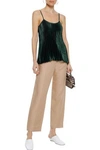 VINCE VINCE. WOMAN PLEATED SATIN CAMISOLE EMERALD,3074457345620648817