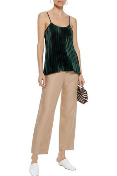 Vince . Woman Pleated Satin Camisole Emerald