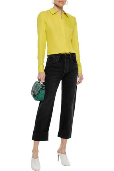 Vince . Woman Cropped High-rise Straight-leg Jeans Black