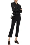 VINCE VINCE. WOMAN CROPPED COTTON-BLEND CREPE STRAIGHT-LEG PANTS BLACK,3074457345620648223