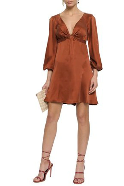 Zimmermann Woman Bow-detailed Washed-silk Mini Dress Light Brown