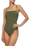 ZIMMERMANN IRIS BOW-EMBELLISHED CUTOUT SWIMSUIT,3074457345620813491