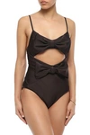 ZIMMERMANN ZIMMERMANN WOMAN CUTOUT BOW-EMBELLISHED SWIMSUIT CHOCOLATE,3074457345620804301