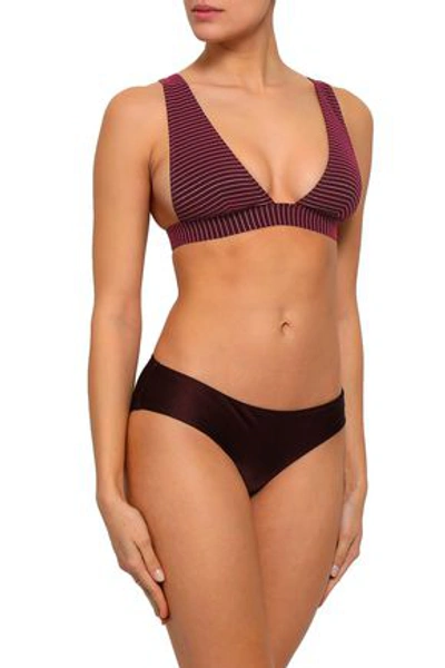 Zimmermann Woman Striped Bikini Top Burgundy