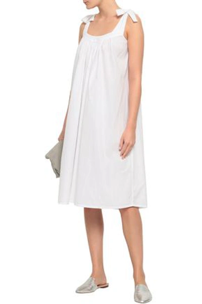American Vintage Limonade Bow-detailed Cotton-broadcloth Midi Dress In White