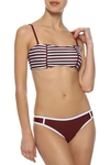 DUSKII DUSKII WOMAN CLAUDIA STRIPED NEOPRENE BANDEAU BIKINI TOP BURGUNDY,3074457345620501681