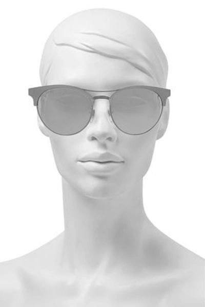 Gucci Woman Round-frame Gunmetal-tone Mirrored Sunglasses Anthracite