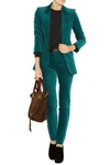 GUCCI GUCCI WOMAN COTTON-BLEND VELVET SKINNY PANTS TEAL,3074457345619895913