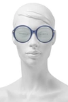 GUCCI GUCCI WOMAN ROUND-FRAME PRINTED ACETATE SUNGLASSES ROYAL BLUE,3074457345619823779