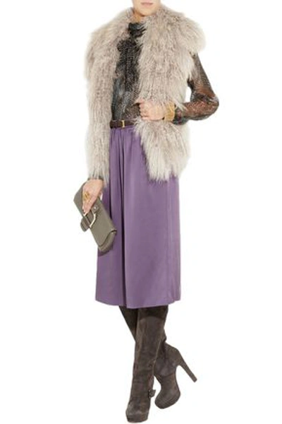 Gucci Woman Alpaca And Ribbed Wool Vest Mushroom