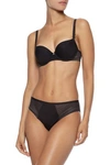 SIMONE PERELE SIMONE PÉRÈLE WOMAN MUSE LEAVERS LACE-PANELED STRETCH-JERSEY MID-RISE BRIEFS ANTHRACITE,3074457345620827321