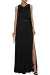VERSACE LAYERED CRYSTAL-EMBELLISHED SATIN-JERSEY GOWN,3074457345620797334
