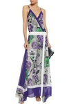 VERSACE WRAP-EFFECT PRINTED SILK GOWN,3074457345620787874