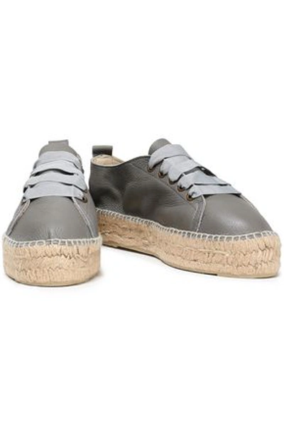Manebi Canyon Pebbled-leather Espadrille Sneakers In Gray