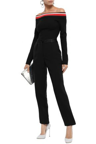 Mugler Woman Off-the-shoulder Stretch-knit Bodysuit Black