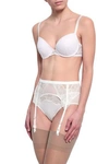 WOLFORD WOLFORD WOMAN EVE LACE AND TULLE-PANELED SUSPENDER BELT WHITE,3074457345620656776