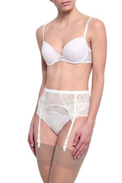 Wolford Woman Eve Lace And Tulle-paneled Suspender Belt White