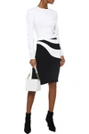 MUGLER ASYMMETRIC INTARSIA-KNIT PENCIL SKIRT,3074457345620392937