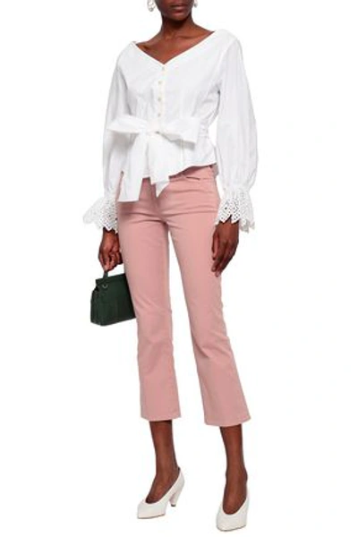 Rebecca Taylor Woman Bow-detailed Cotton-poplin Shirt White