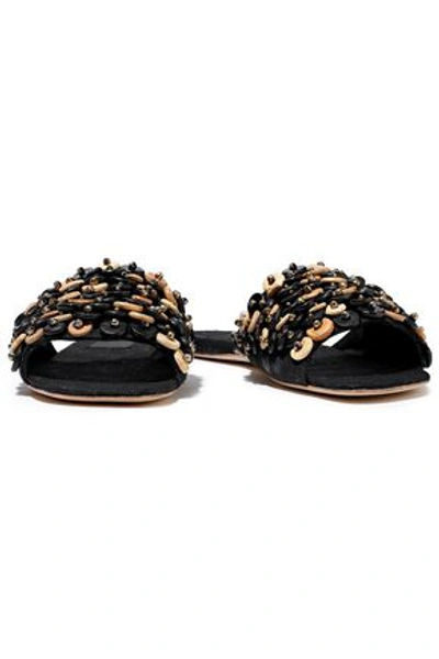 Sanayi313 Embellished Cotton-canvas Slides In Black