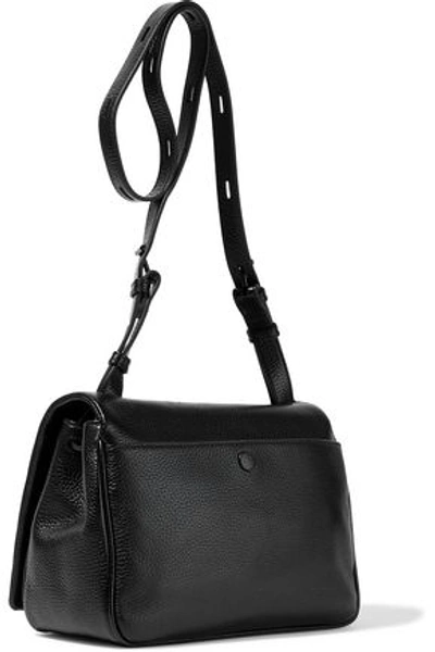 Kara Woman Mini Messenger Pebbled-leather Shoulder Bag Black