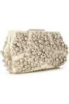 ROGER VIVIER ROGER VIVIER WOMAN STUDDED LEATHER CLUTCH OFF-WHITE,3074457345620238250