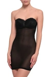 WOLFORD WOLFORD WOMAN STRAPLESS PANELED LACE AND TULLE SLIP BLACK,3074457345620748870