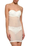 WOLFORD WOLFORD WOMAN STRAPLESS PANELED LACE AND TULLE SLIP WHITE,3074457345620494827