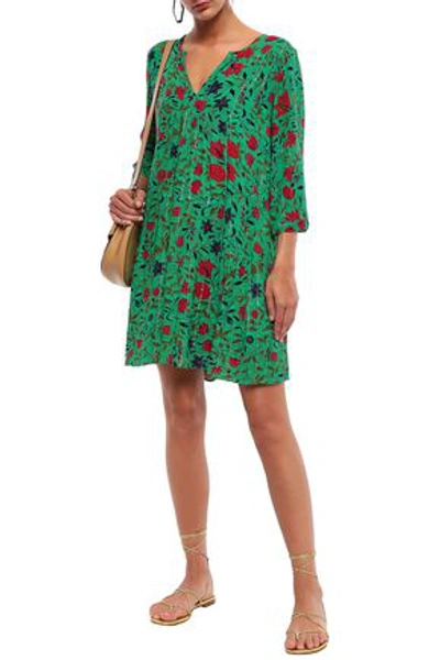 Ba&sh Woman Eve Metallic Floral-print Gauze Mini Dress Green