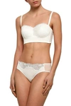 WOLFORD WOLFORD WOMAN LACE-TRIMMED SATIN AND TULLE MID-RISE BRIEFS WHITE,3074457345620494793