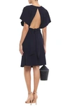 BA&SH BA&SH WOMAN OPEN-BACK FLUTED CREPE DRESS INDIGO,3074457345620737577