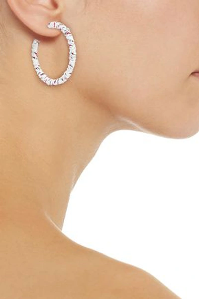 Dannijo Woman Eloise Frayed Woven Hoop Earrings White