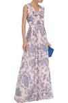 CAROLINA HERRERA BOW-EMBELLISHED PLEATED FIL COUPÉ GOWN,3074457345620694151
